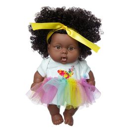 Poupées Bébé noir pour poupée 8 pouces afro-américain réaliste vinyle cheveux bouclés peau foncée enfants enfants maison de poupée cadeau livraison directe 231211