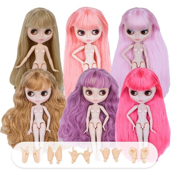 Muñecas Blyth Doll 16 BJD Dolls Cuerpo articulado Blanco Cara brillante Muñeca desnuda con manos extra Colección de anime Juguete para niñas Regalo 220908