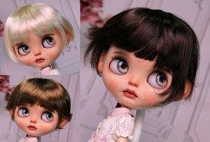 La perruque de poupée Dolls Blythes s'adapte au 16 des cheveux d'étudiant élégants en mohair doux avec des sœurs en or brun foncé 230803