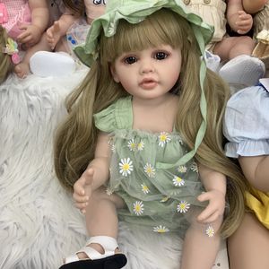 Dolls BZDOLL 55 CM 22 Inch Soft Silicone Reborn Baby Bath Doll Toy Realistic Princess Toddler Beautiful Bebe Girl 231118