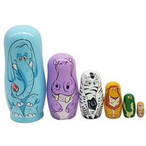 Dolls Cartoon Animal Matryoshka Russische Nesting Dolls Houten Set 6 Stuks 230612