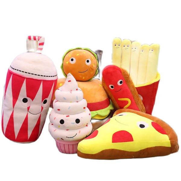 Poupées dessin animé hamburger en peluche jouet glace crème frites français jouet fast fast food pop-corn gâteau pizza coussin gamin gamin