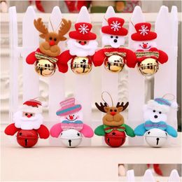 Muñecas Adornos para árboles de Navidad Papá Noel / Muñeco de nieve / Reno / Oso Colgante con campanas Decoración Decoración de muñecas de Navidad Entrega directa Juguetes Regalos Muñeca DHS1U