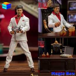 Dolls Collection Shark Toys 002 1/12 Scarface Tony Montana Al Pacino Hot Blooded Fighting Juvenil Conjunto completo Modelo 6 "Figura de acción Figura