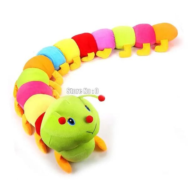 Muñecas coloridas oruga de oruga wiggler insecto fusil cojín de almohada plush bug doll kids relleno 50 ~ 120 cm juguete