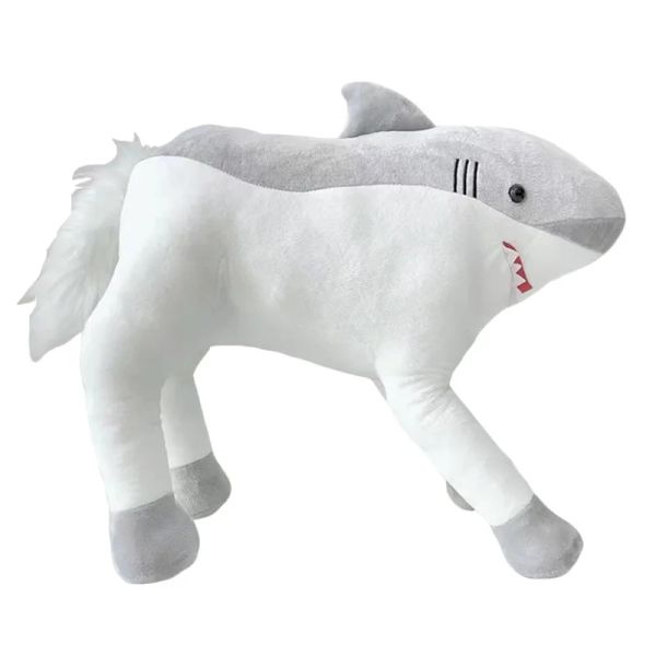 Muñecas creative muñeca tiburón montar cojín decoración de sofá almohada pp decoración de algodón de algodón dibujos animados de peluche almohada de sueño de juguete