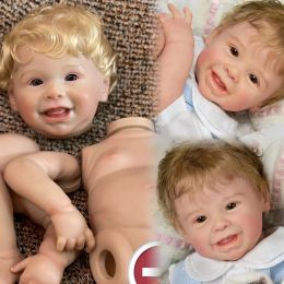 Poppen knuffel Harper herboren babymeisje met geworteld goud haar vol lichaam zachte touch siliconen vinyl met zichtbare aderen huid levensechte pop