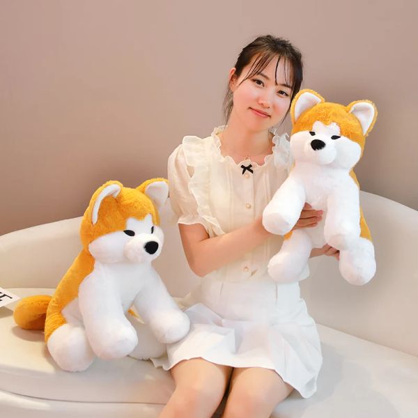 Poupées dessin animé mignon akita chien en peluche jouet swing shiba inu chiot en peluche en peluche accompagner le bébé somnifère