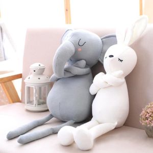 Poppen schattige olifanten konijn kussens voor babymeisje zacht knuffeldier speelgoed baby bed kussen kussen kussen babykamer decoratie kinderen cadeau