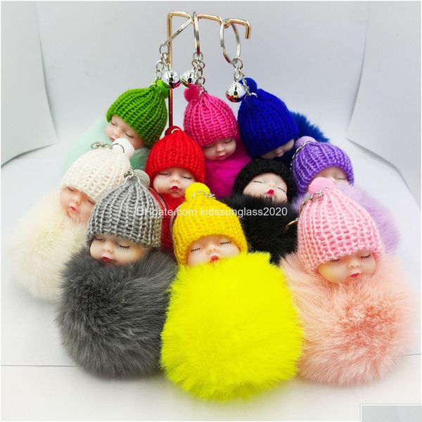 Muñecas Lindo Slee Baby Doll Llavero Pompom Conejo Bola de piel Mosquetón Llavero Mujeres Niños Titular Bolsa Colgante 50 Drop Entrega Juguetes Gif Dhszi