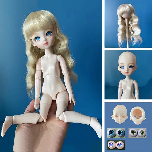 Muñecas DIY 30 cm Muñeca de maquillaje hecha a mano Multi articulación móvil 1/6 Bjd con 3 pares de ojos Niños Niñas Juguete Regalo de cumpleaños 231122