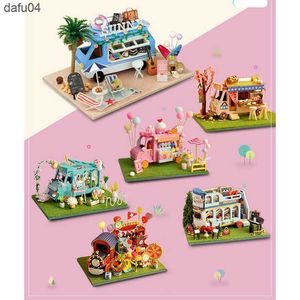 Poppen diy cottage auto model poppen huis meubels miniatuur bouwkits cottage handgemaakte houten verjaardag kerstcadeaus mini house l230522 l230522