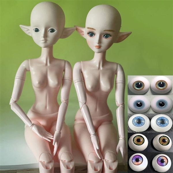 Muñecas DIY Práctica Maquillaje 60 cm Elf Doll Head o toda la articulación móvil abierta reemplazable ojos cabello niños niñas juguete regalo 231031