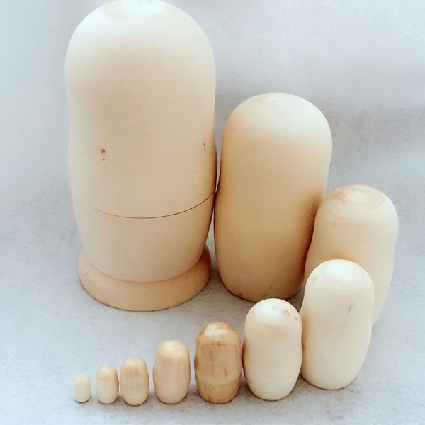 Muñecas DIY sin pintar en blanco de madera en forma de vientre grande muñecas rusas de anidación juego de muñecas Matryoshka para niños juguete cumpleaños decoración del hogar 230625