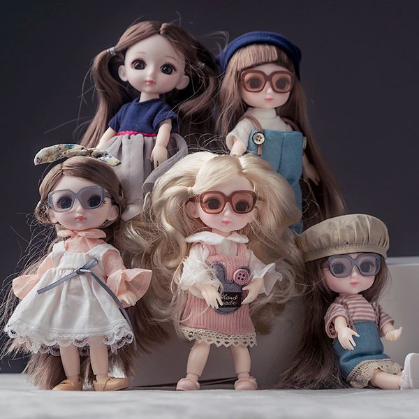 Muñecas Muñeca 13 Móvil Articulado 112 16 cm Bjd para niñas 3D Eye Dress Up Moda Juguetes de plástico Precioso regalo de cumpleaños de alta calidad 230822
