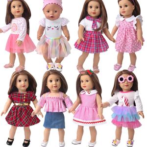 Poupées vêtements de poupée pour 43 45 cm né bébé poupée américaine mode t-shirt salopette princesse gaze jupe cadeau filles 230928