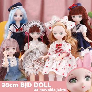 Poupées poupées 30cm BJD Doll 1/6 Colorful Anime Eyes colorés Girl Girl and Fashion Vêtements DIY VRAIT TOUELL