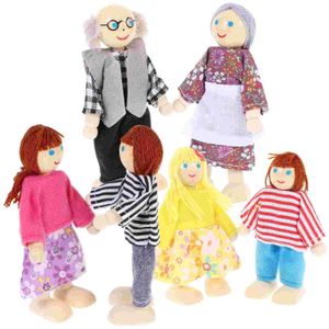 Dolls Dolls 6 stuks houten speelgoed familie poppen game house cadeaus cartoon poppen ouders en kinderspellen set s2452202 s2452203