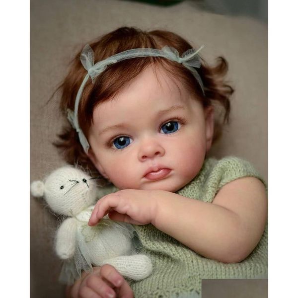 Poupées Poupées 60Cm Bebe Reborn Doll Belle Enfant Fille Peinte À La Main 3D Veines Visibles Doux Au Toucher Bébé Bonecas Jouets Jouets Cadeaux Poupées Acces Dhrmw