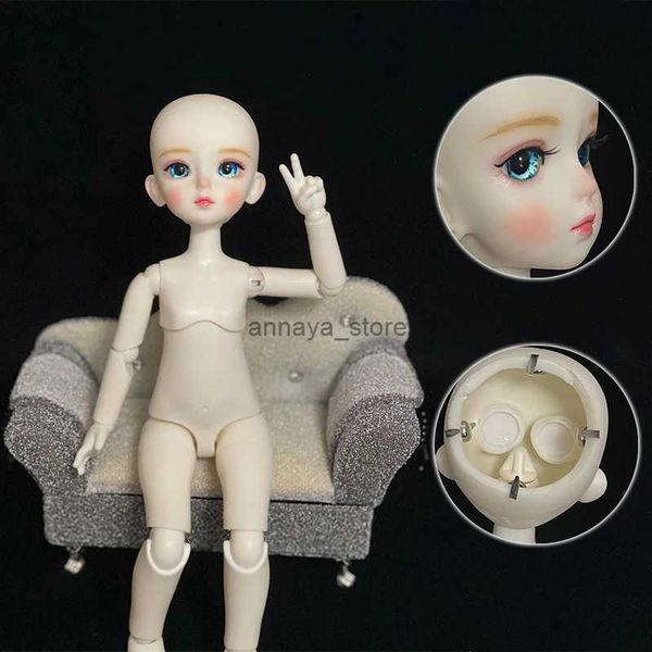 Muñecas Moda 1/6 Bjd Muñeca con Maquillaje 30 CM Muñeca Cuerpo Conjunto Mecánico Cabeza Abierta DIY Muñeca Niños Niñas Muñeca Juguete Regalo Piel Blanca L2402