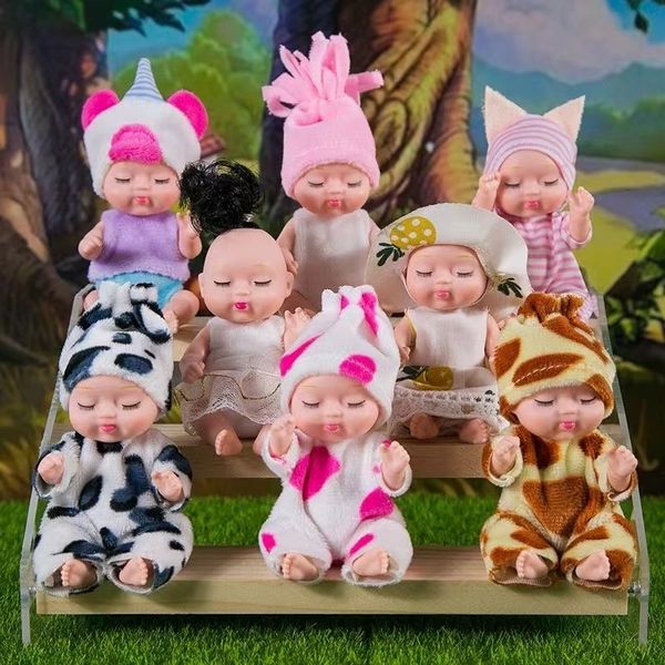 Poupées mode 11 cm Simulation renaissance jouet Mini mignon bébé endormi série poupée dessin animé Animal pour enfants cadeau d'anniversaire 230629