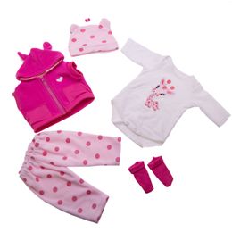 Poppen modekleding geschikt voor 17 18 inch of 60 cm baby pure handgemaakte pakken met girafpatroon herboren accessoires 230208