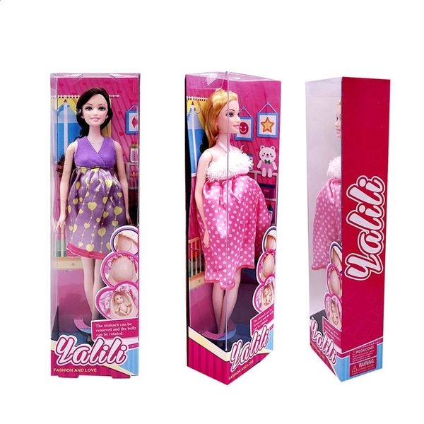 Muñecas Accesorios para casa de muñecas de moda para Pregnent 1 Baby Doll 1 Vestido con caja bonita Regalo de cumpleaños Presente Juguetes para niños 231109