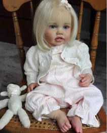 Dolls FBBD Customized Limited Supply 24 pulgadas Reborn Baby Lottie con cabello blanco arraigado a mano como en las fotos Alreday Terminada muñeca 231023