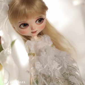 Poupées Flan BJD Doll 16 LDS Lusy Corps féminin Blondes aux grands yeux Porter une coiffe de fleurs en soie à la main Resin Ball Jointed 230427