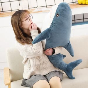 Poppen gigantische haaien pluche speelgoedpop gevulde zachte cartoon dieren kussen kussen mooie kinderen geboortedaagse cadeau