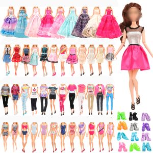 Poupées faites à la main, 22 articles, vêtements de poupée, accessoires = 4 maillots de bain + 2 hauts pantalons + 10 chaussures + 6 robes pour jouets Barbie pour filles