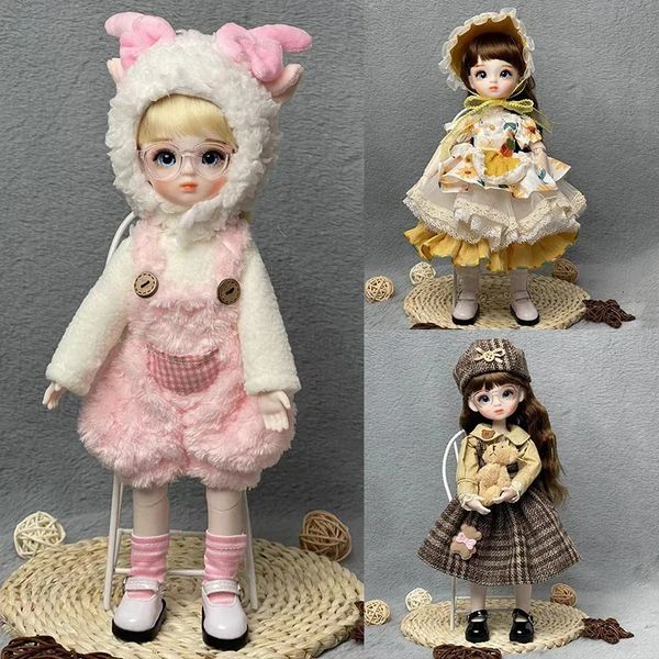 Muñecas hechas a mano DIY 30 cm Muñeca 16 BJD Conjunto completo Cabeza abierta Dulce princesa con 3 pares de ojos Niños y niñas Juguete Regalo 231124