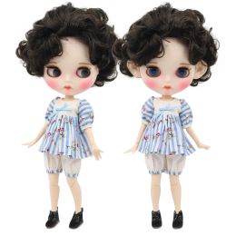 Poupées ICy DBS Blyth Doll 1/6 Toy Corps joint de peau blanche BJD Black Hair Matte Face avec sourcil Custom Doll 30cm