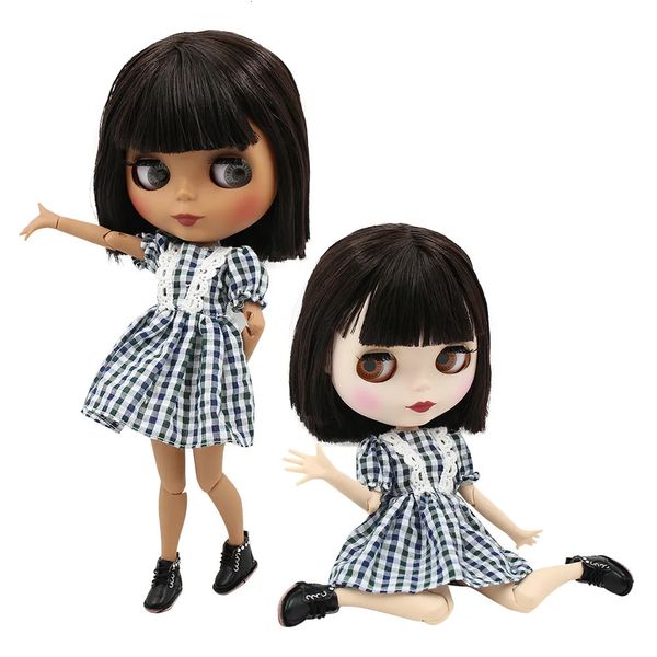 Muñecas ICY DBS Blyth Doll 16 bjd cuerpo articulado pelo corto marrón cara mate 30 cm juguete niñas regalo anime 231024