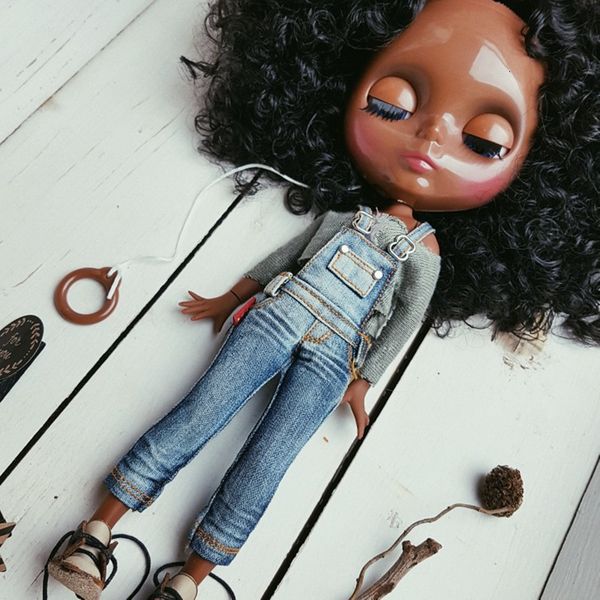 Poupées ICY DBS Blyth poupée Afro cheveux bouclés corps articulaire peau Super noire 16 BJD Neo Ob24 Anime fille 230918