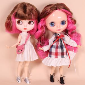 Poupées ICY DBS Blyth Doll No.BL9158/1252 Brown mix cheveux roses Joint body Neo 1/6 BJD anime girl ob24 230426