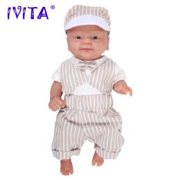 Poupées ivita wb1512 14 pouces 1,65 kg de corps plein silicone renaissie-bébé poupées vivants vivant simulées boneas yeux ouverts sourire bébé boy