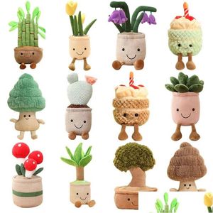 Muñecas Jellycats Plantas de peluche rellenas Planta en maceta realista Muñeca Succent Pino Pastel Bambú Cactus Almohada Cojín Decoración de juguete 231122 Othkw