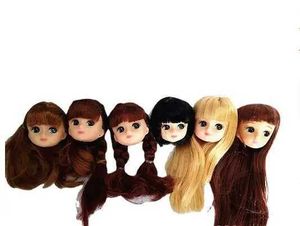 Dolls Jenny Licca Doll Head Cute Little Girl kleurrijk Long Hair Diy DiP Kleed Kleine Girl Gift Toy S2452202 S2452203