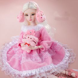 Dolls Kawaii Fashion Pink Girl BJD 1 3 Volledige set met kleding en pruik Big 60 cm Gearticuleerde bal gezamenlijk voor meisjes Kerstmis 220912