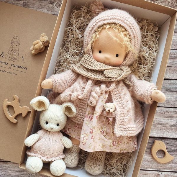 Poupées Kawaii jouets en peluche Waldorf fait à la main en peluche douce poupée en coton emballage poupées en peluche boîte à langer enfants cadeaux 230829