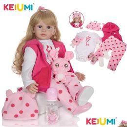 Dolls keiumi 24 inch mooie herboren baby 60 cm zachte doek body vinyl goud krullen poppen herboren speelgoed voor kinderdag cadeau drop deli dhmei