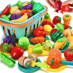 Muñecas Niños Cocina de plástico Juguete Carro de compras Conjunto Cortar frutas y verduras Comida Jugar Casa Simulación Juguetes Educación temprana Regalos para niñas 230922