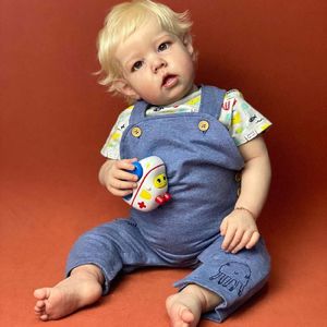 Poupées Liam 70CM Beb Reborn peint à la main enfant en bas âge bébé avec cheveux blonds enracinés poupée jouets pour enfants Muecas 230705