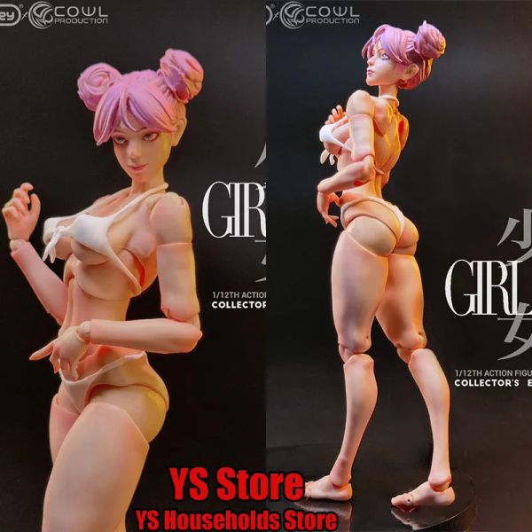 Dolls Limited Stock Romankey x Cowl 1/12 Girl SUPER FLEXIBLE CORPS DIMPELLE PEINTED STUVING Model Figure Dolls Fit 6 