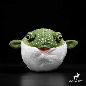 Muñecas Lovely green puffer fishes doll toys vida real felpa Animales marinos Peluche suave niños presentes buena calidad L230522 L230522