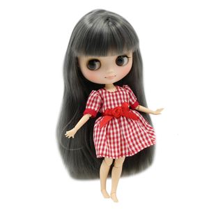 Dolls Middie 1/8 naakt Blyth Doll Gray recht haar met een pony Mat Face 20cm DIY -geschenk met handset No.Bl9016 230426