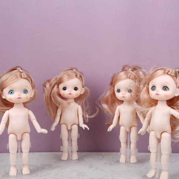 Muñecas Mini muñeca cara bonita 112 16cm Bjd corto pelo de niño cerdo durmiendo vestido de cuerpo desnudo moda para niñas regalo DIY Juguetes 230512
