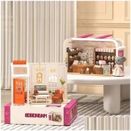 Poupées Articles miniatures Accessoires et meubles de maison de poupée Mini jouets Set Home Shop Scène Salon Pretend Playset Cadeaux pour enfants 231017 Dhxke