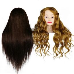 Poupées cheveux mixtes formation tête coiffeur pratique 60 modèle réel tissage maquillage poupée pour salon de beauté 231204